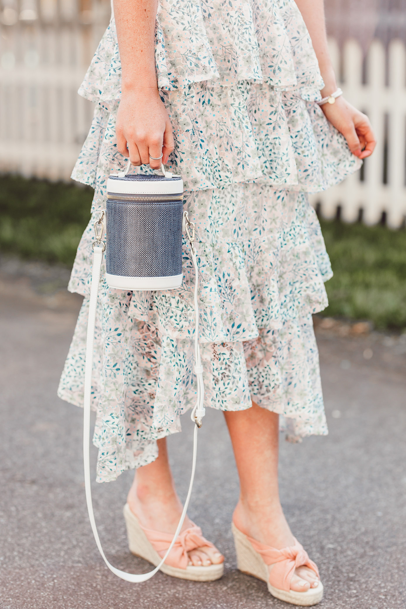 Floral Ruffle Midi Skirt, Rosé graphic tee | ft. Chicwish, Soludos, Paravel | Louella Reese #summerstyle #midiskirt #femininestyle #chicwish #soludos