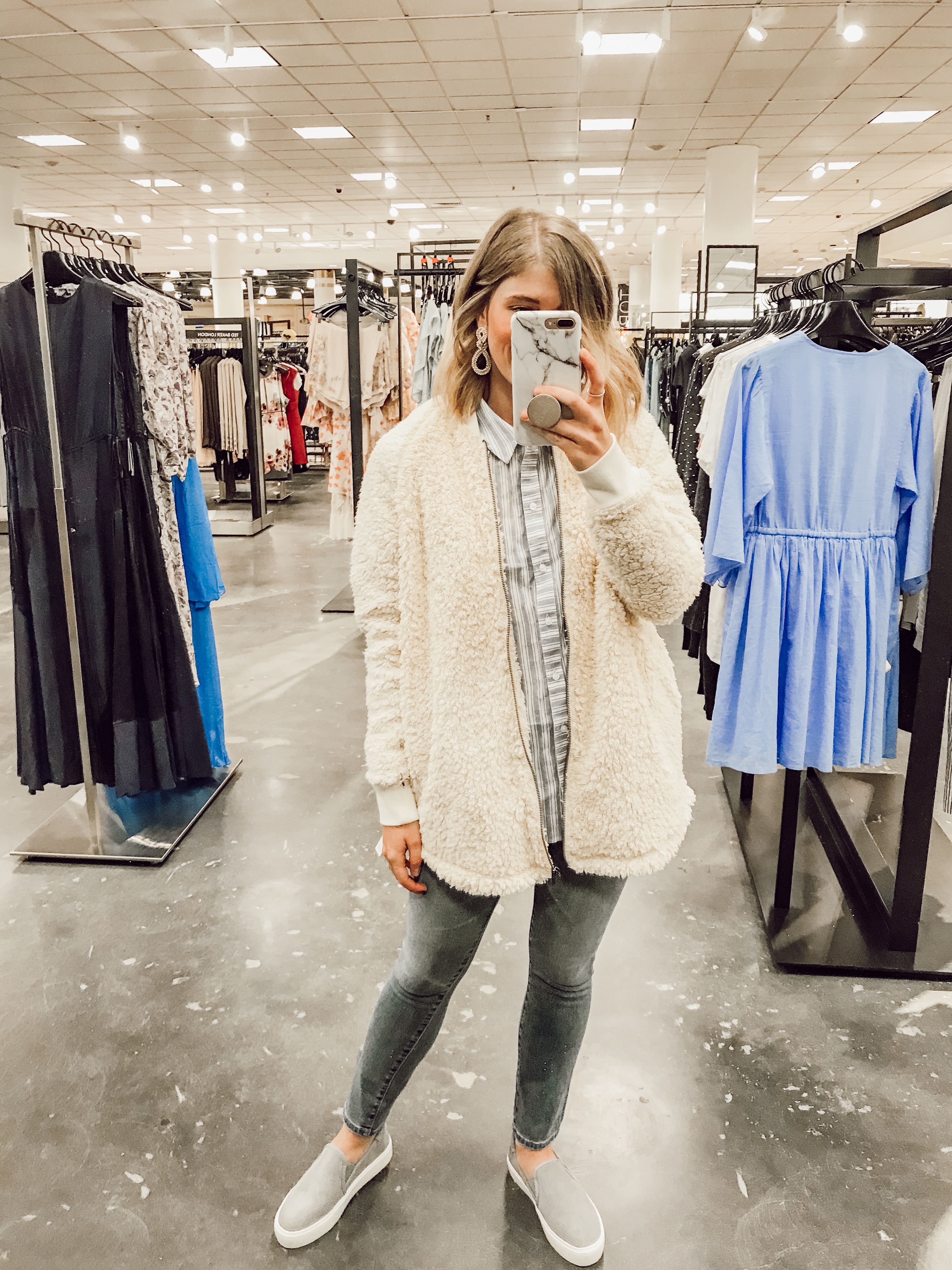Caslon Long Faux Fur Jacket | 2019 Nordstrom Anniversary Fitting Room Session featured on Louella Reese Life & Style Blog