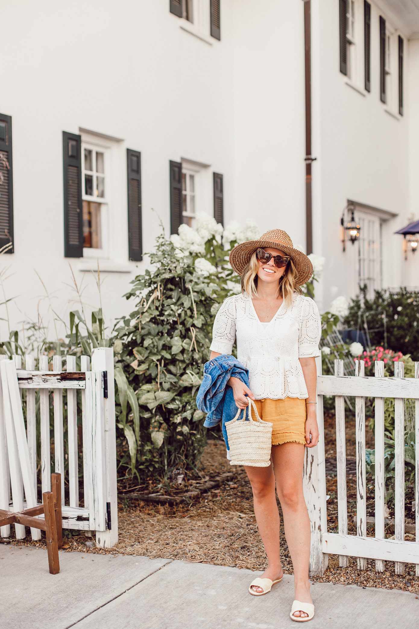 Winston-Salem Outfits - Everything I wore to explore Winston-Salem | White Tie Front Crop Top, Yellow High-Waisted Shorts | Louella Reese