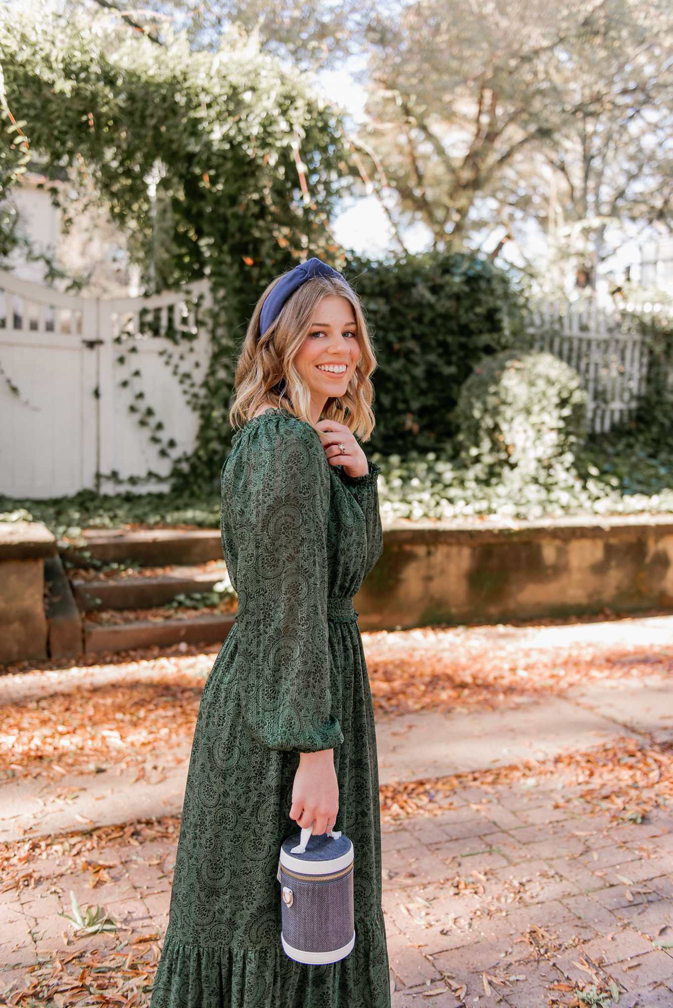 Feminine Holiday Dresses | Green Winter Maxi Dress | Louella Reese