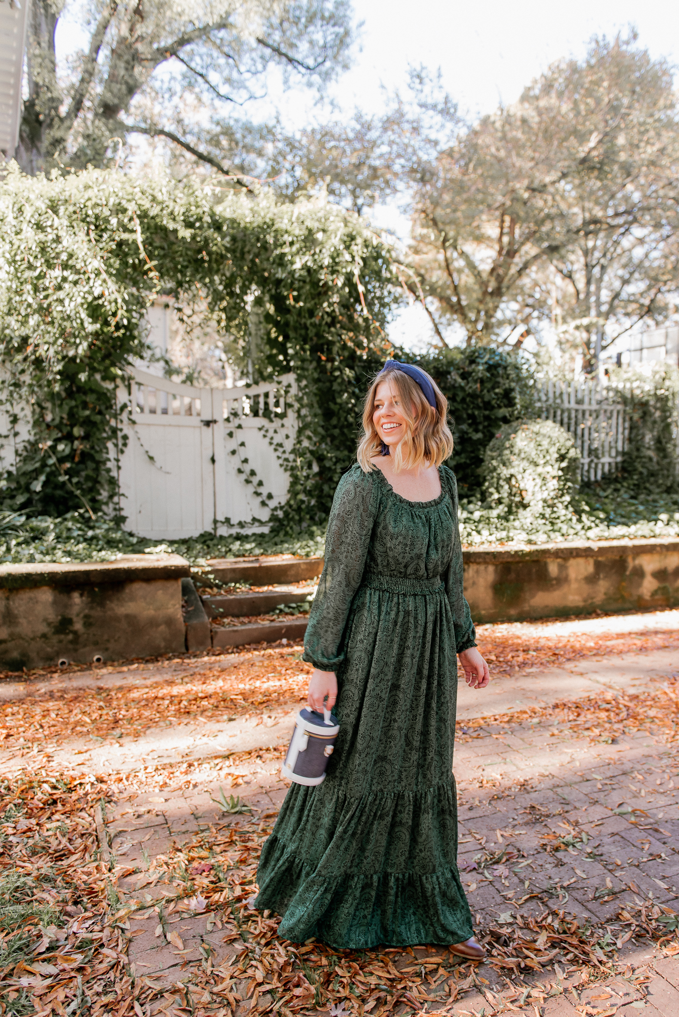 Feminine Holiday Dresses | Green Winter Maxi Dress | Louella Reese