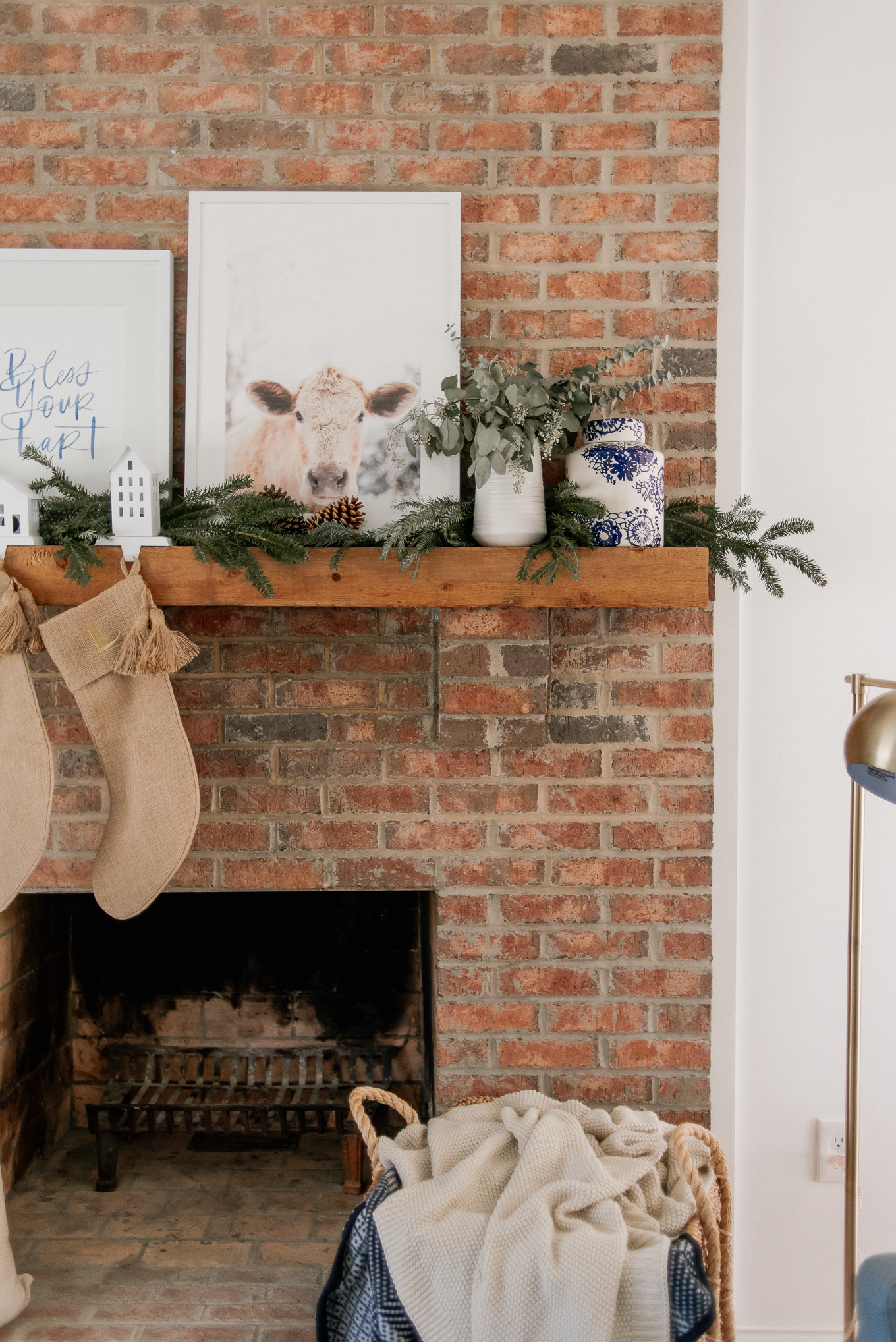 Simple Christmas Mantle Decor | Neutral Christmas Decor | Louella Reese