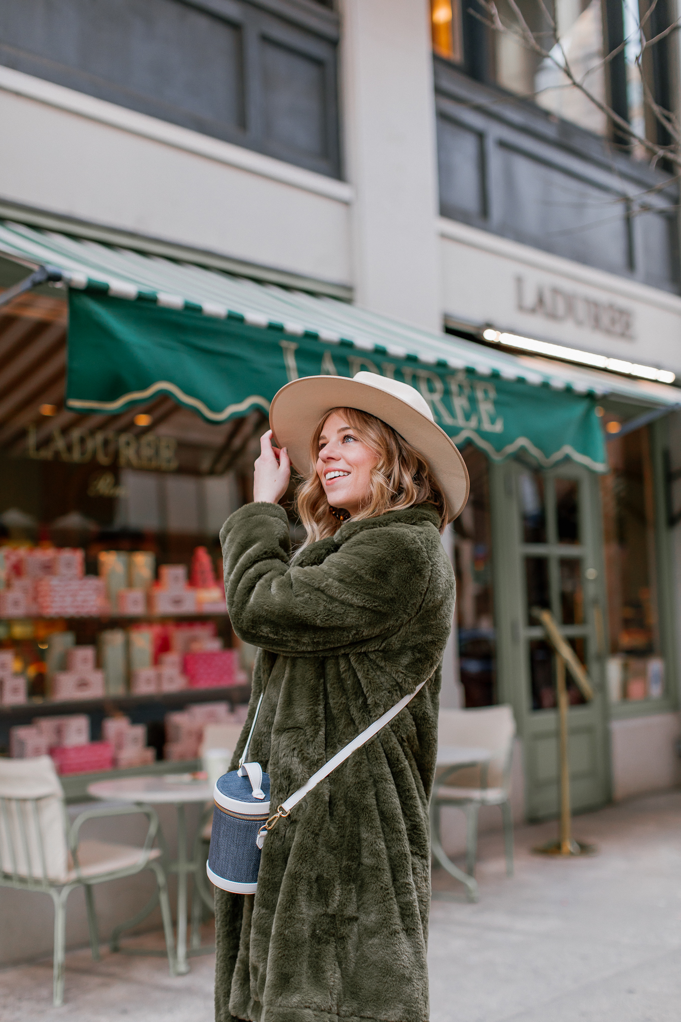 Green Faux Fur Coat, How to Style Your Spring Dresses for Winter | Louella Reese