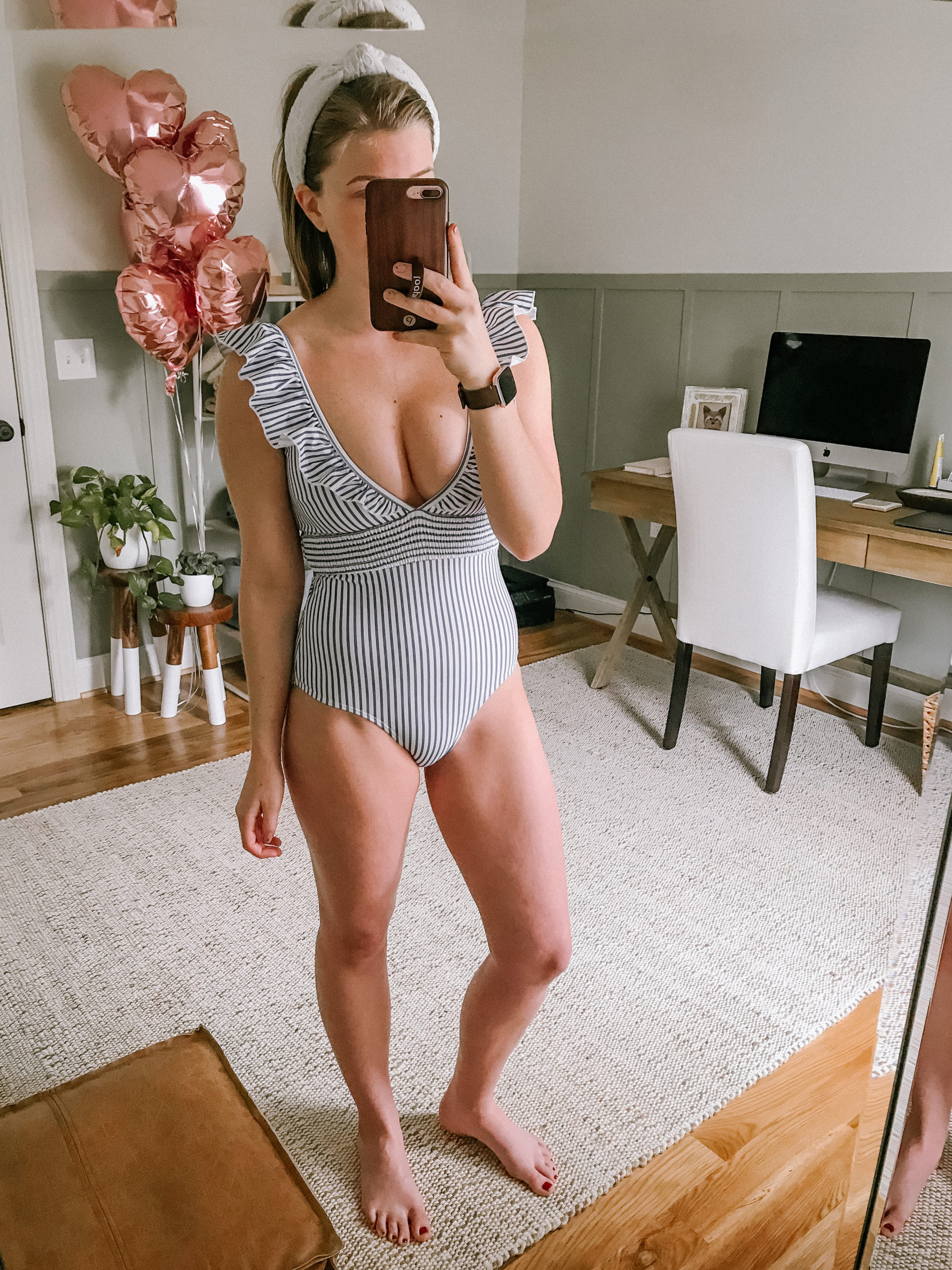 Blue and White Striped One Piece | Affordable One Piece Swimsuits | Louella Reese