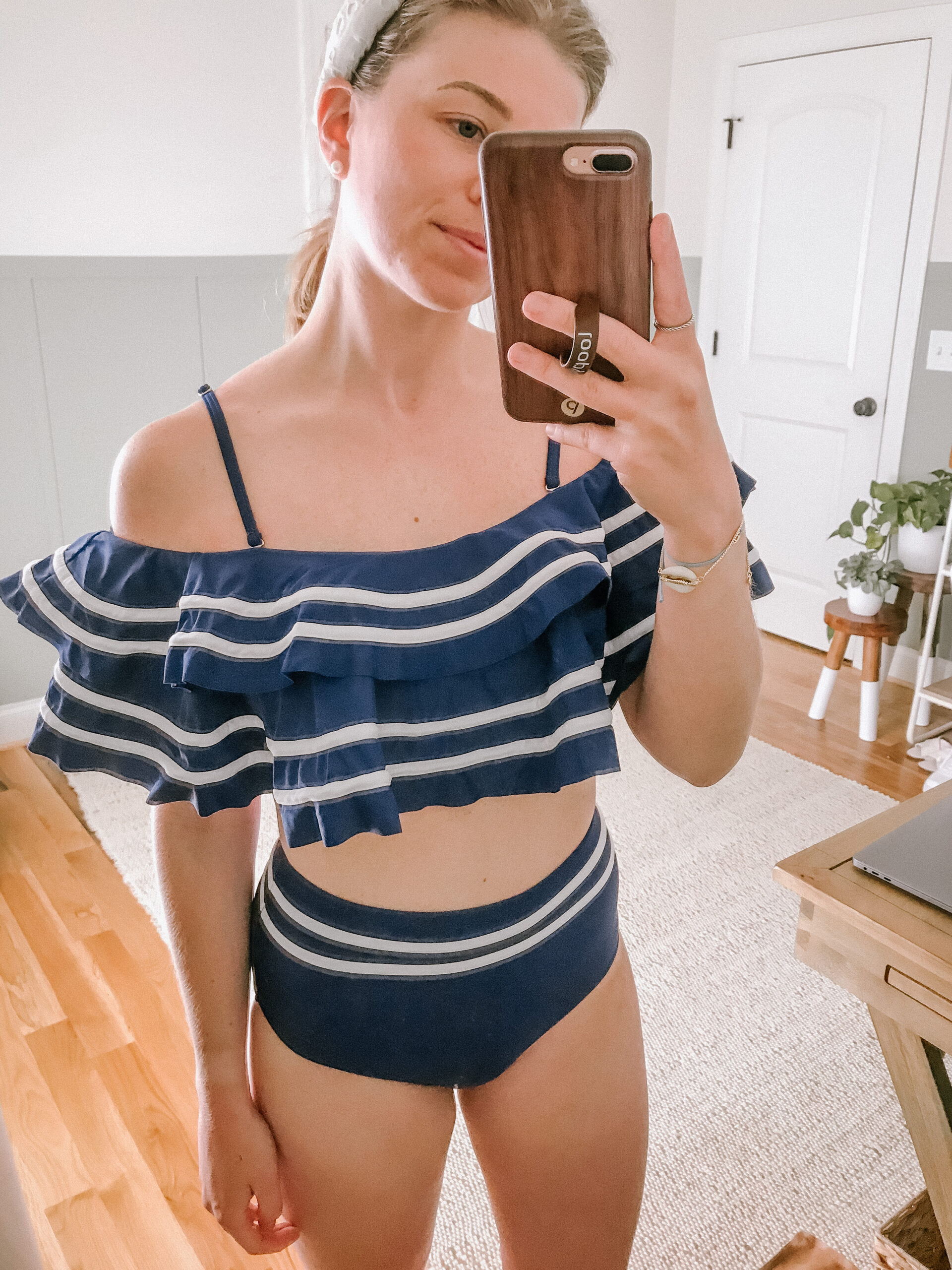 Affordable Swimsuits for Summer | Off the Shoulder High-waisted Bikini | Louella Reese