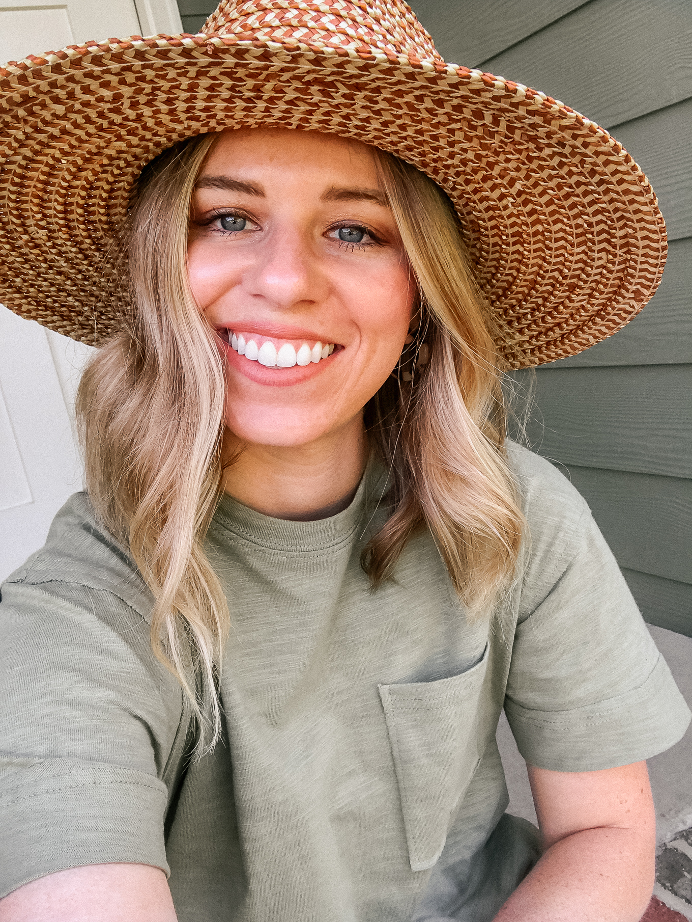 Recent Looks May 2020 | Straw Hat under $50, Olive Tee Shirt Dress | Louella Reese