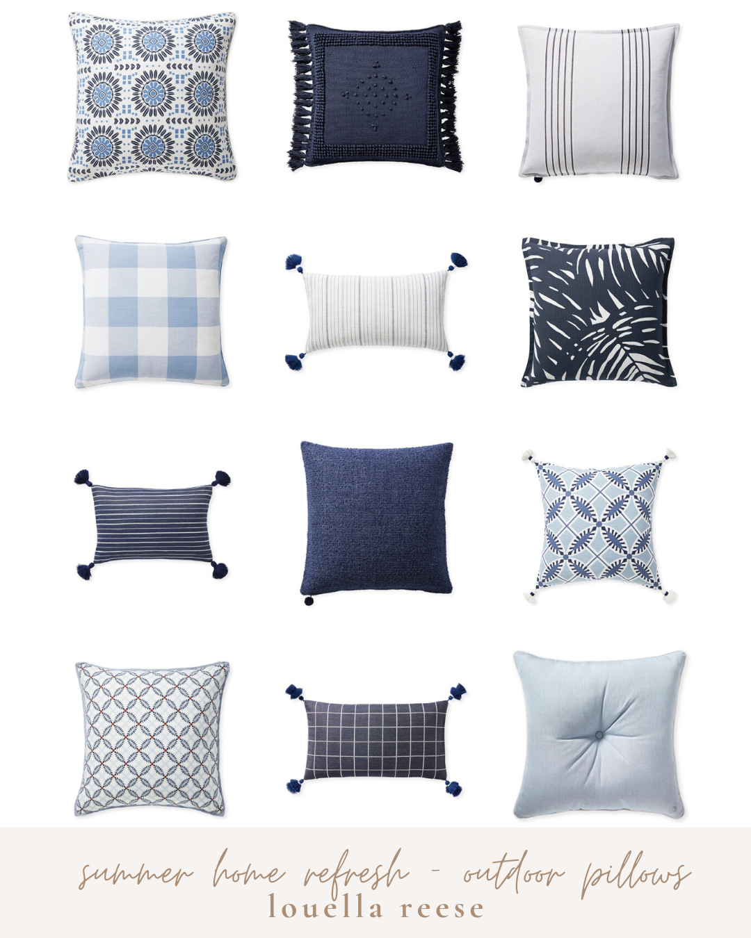 Outdoor Pillows | Blue and White Outdoor Pillows | Louella Reese