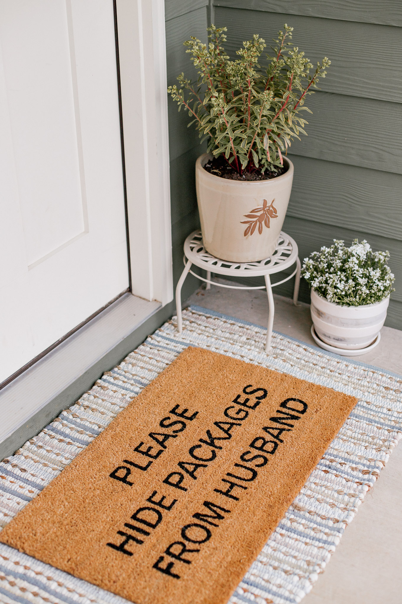 Please Hide Packages from my Husband Front Door Mat | Louella Reese