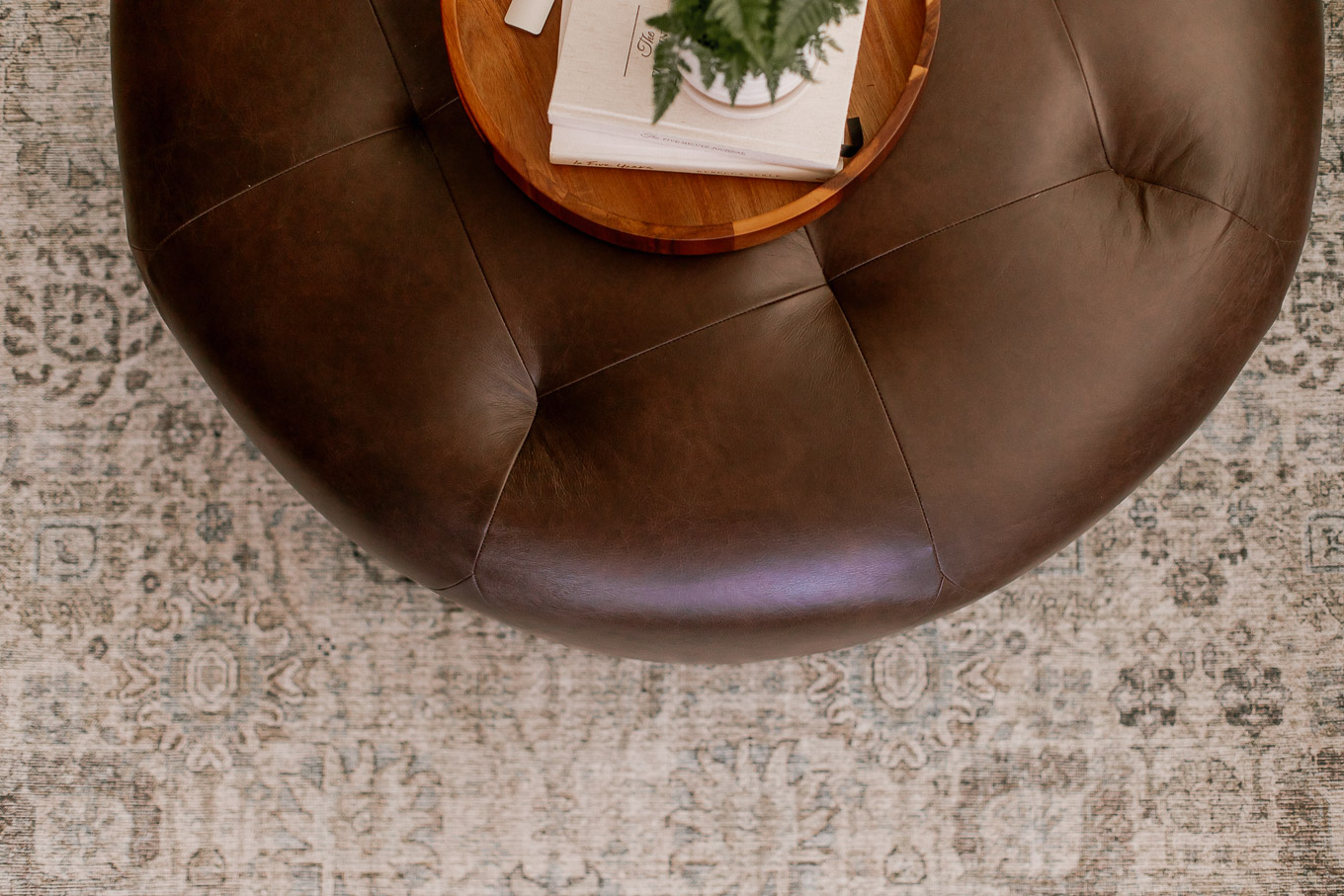Searching for the Perfect Coffee Table - Article Timpani Ottoman Review | Round Leather Ottoman | Louella Reese, North Carolina Lifestyle and Fashion Blog