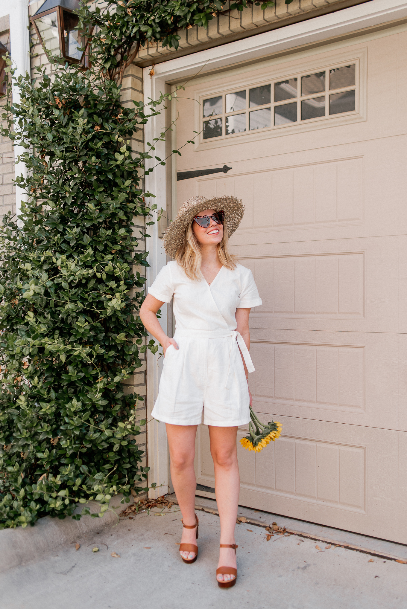 Recent Looks July 2020 | White Linen Romper under $100, Casual Summer Style | Louella Reese