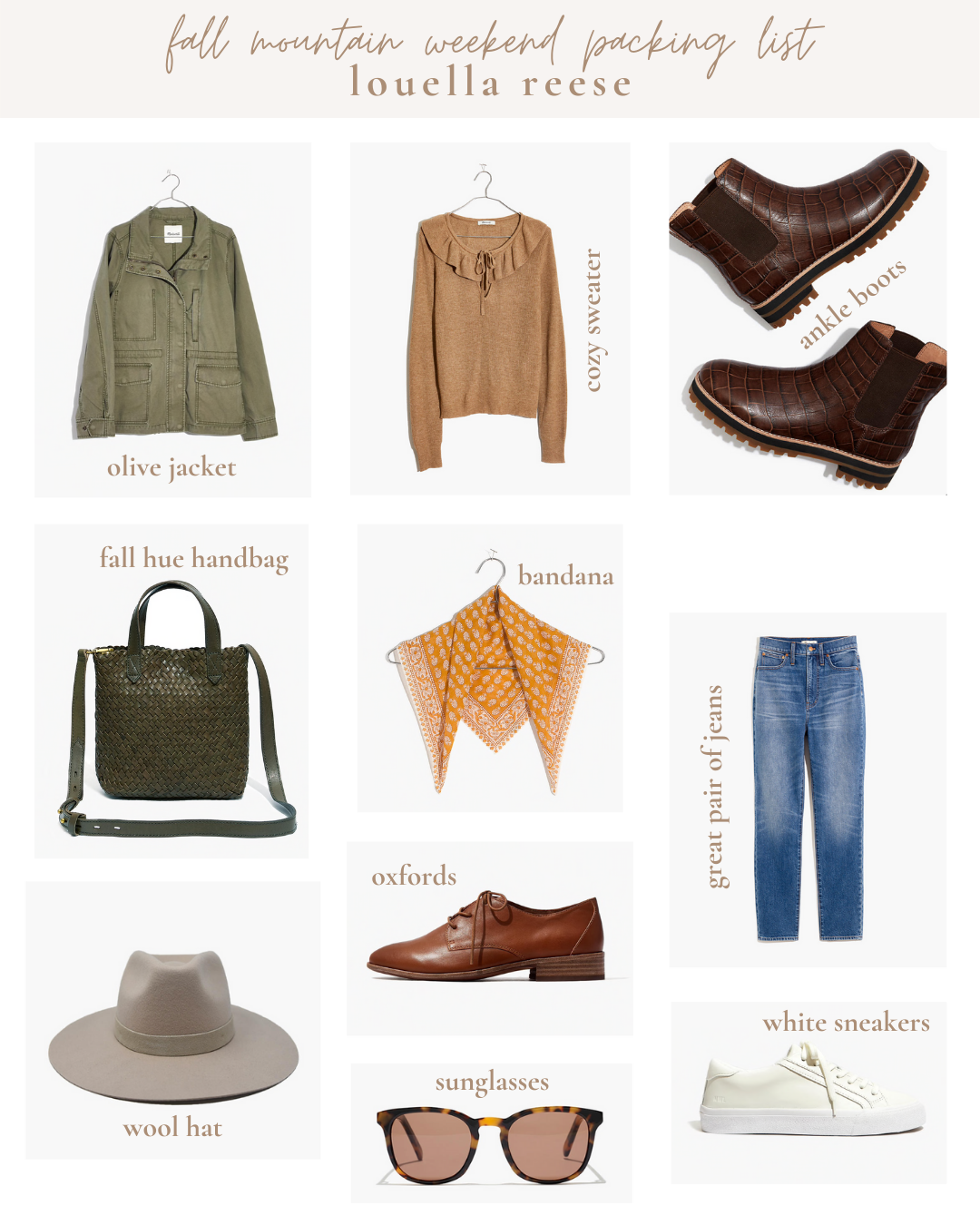 Fall Mountain Weekend Packing List | Lifestyle | Louella Reese