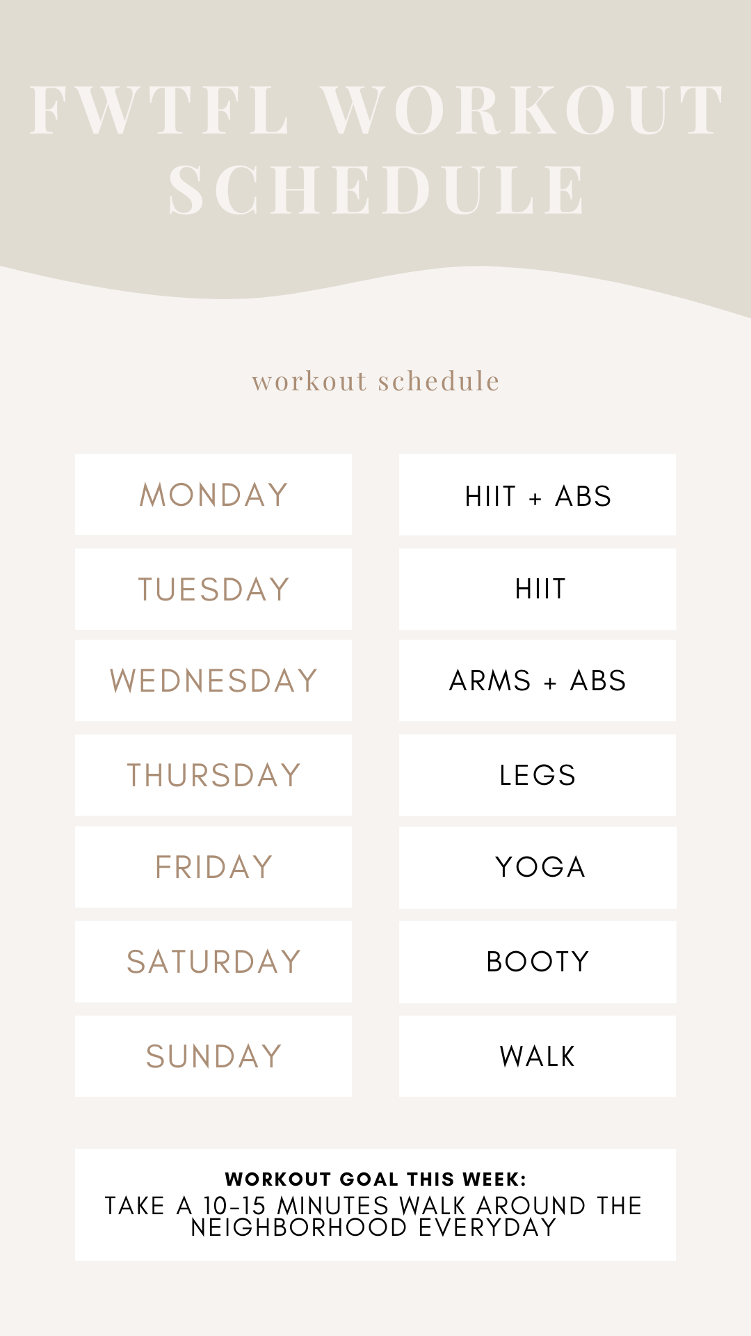 Workout Schedule | Louella Reese