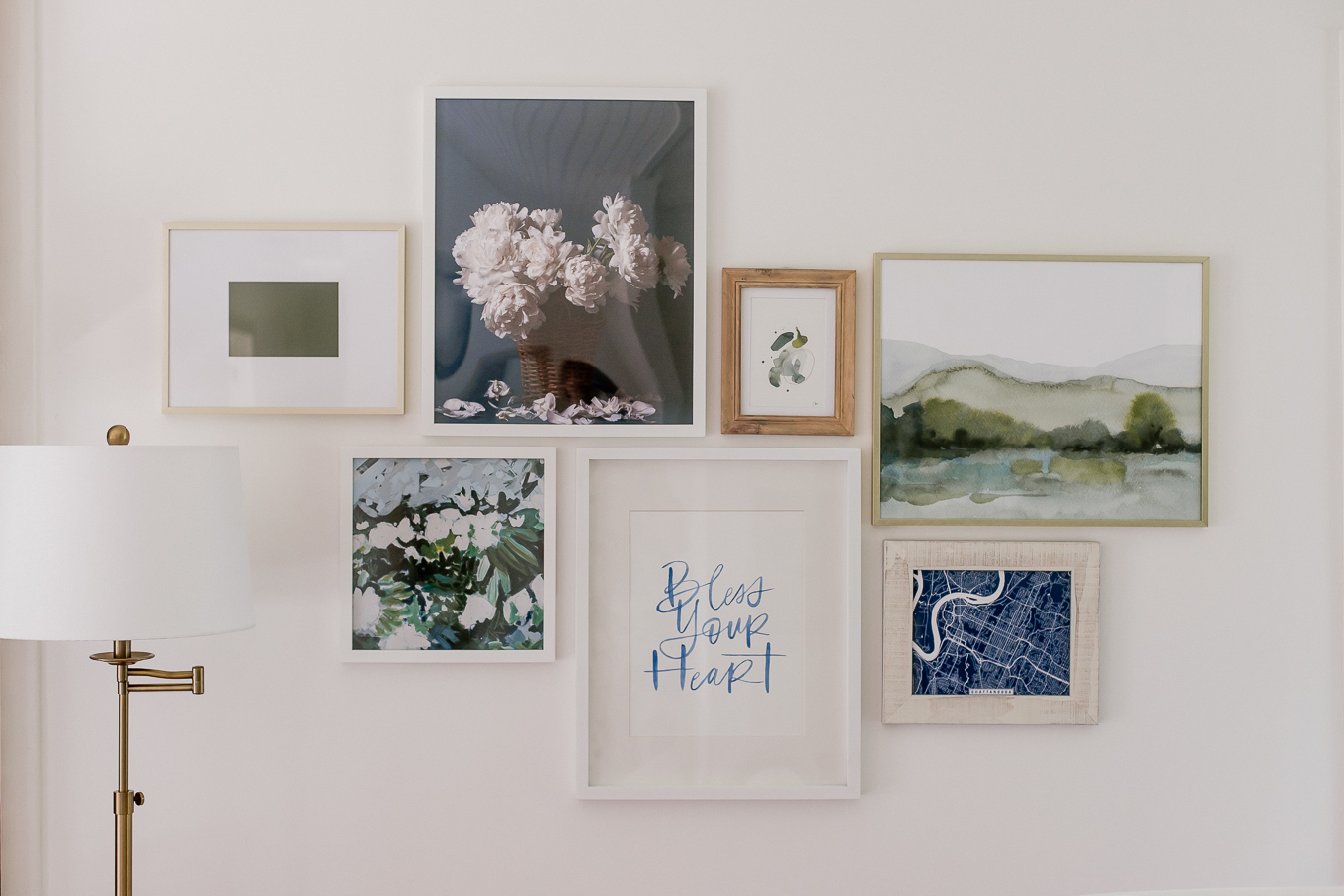 Blue, White and Green Gallery Wall | Louella Reese