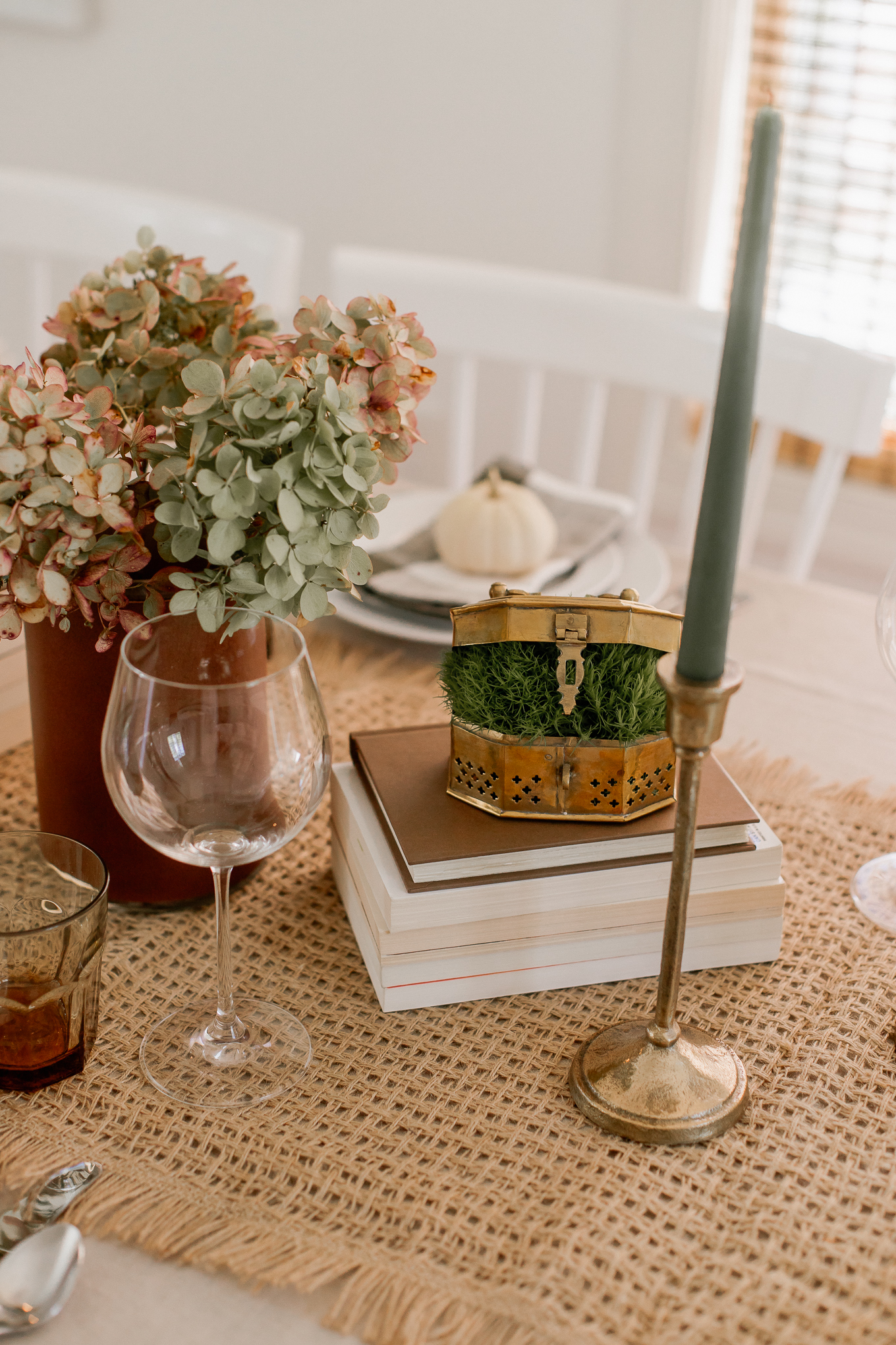 Natural Fall Tablescape, Adding Greenery to your Fall Table | Louella Reese