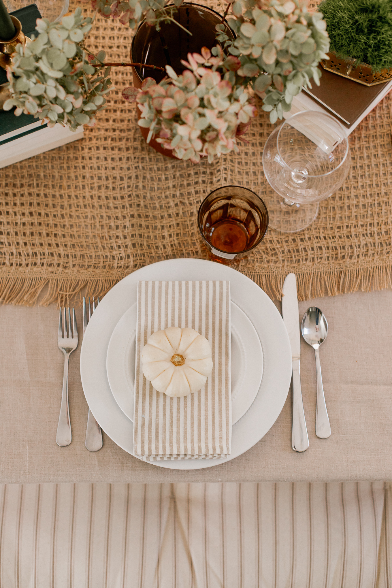 Natural Fall Tablescape Place Setting, Setting a Table with Pumpkins | Louella Reese