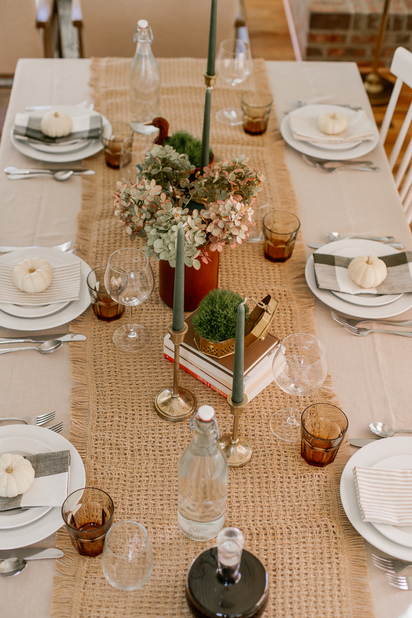 Natural Traditional Fall Tablescape with Antique Accents 