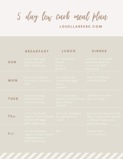 Louella Reese 5 Day Low-Carb Meal Plan