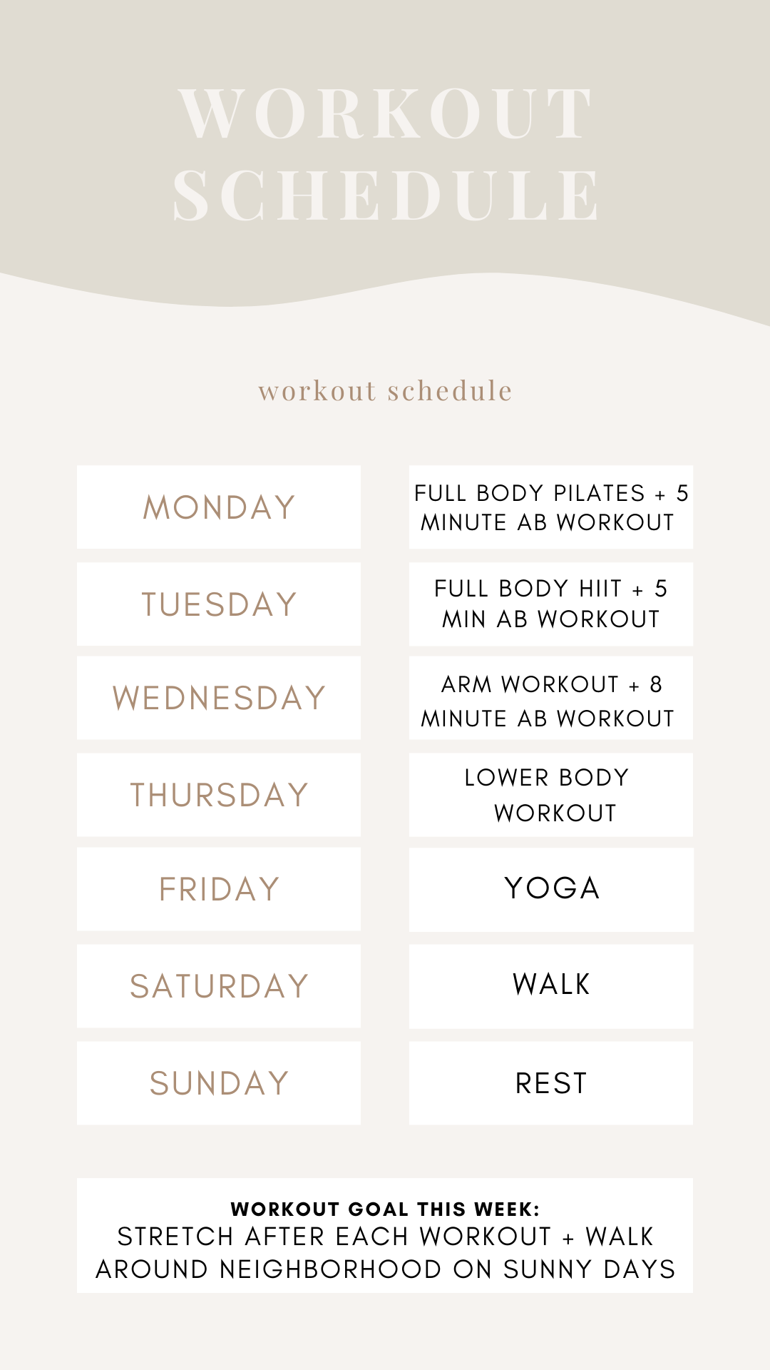 Week Workout Schedule - Workout Planning | Louella Reese