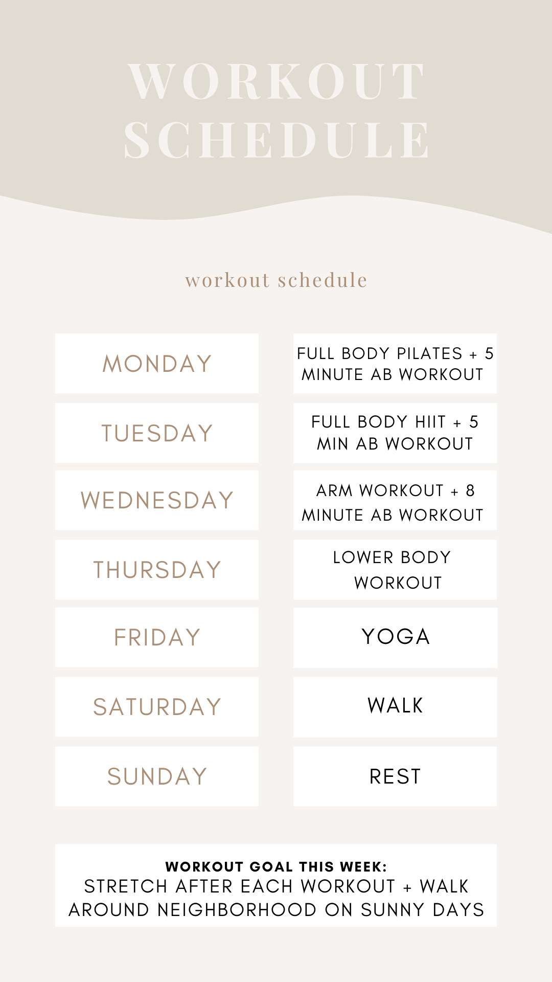 Weekly workout plan at home sale