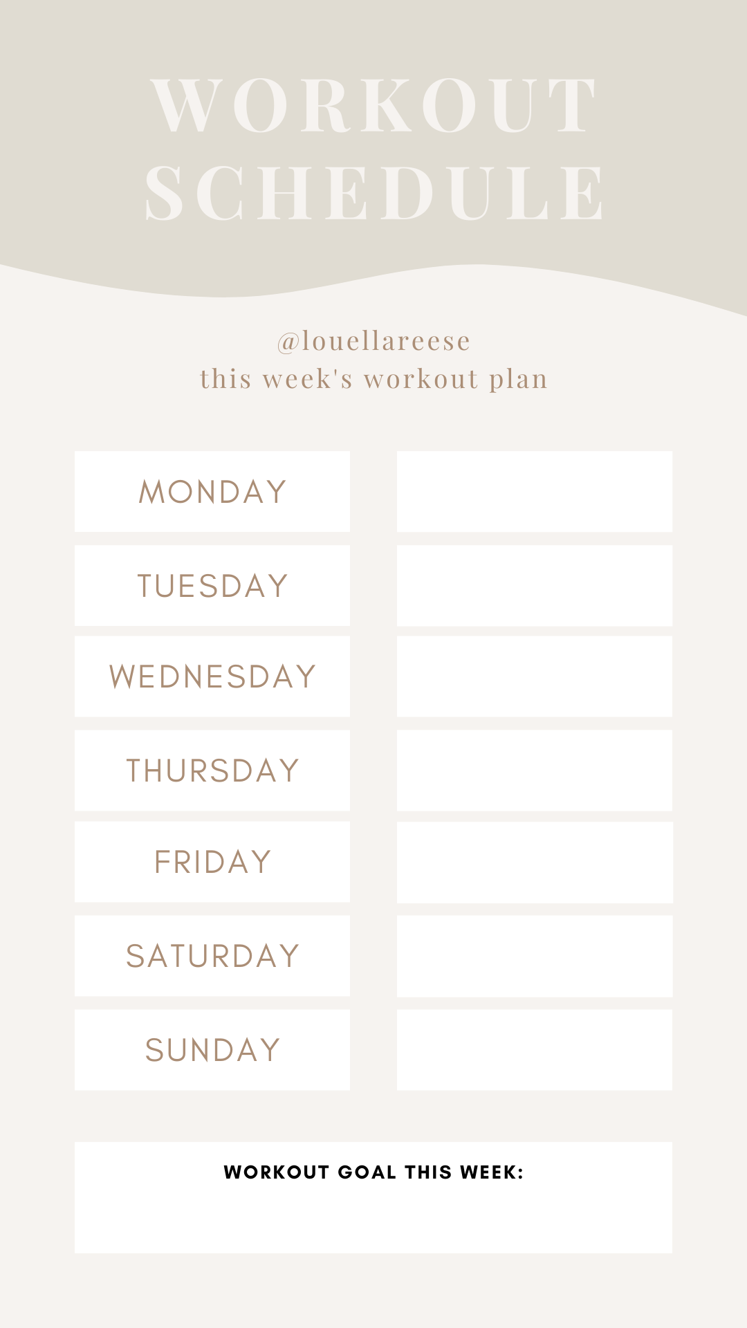 Week Workout Schedule - Workout Planning | Louella Reese