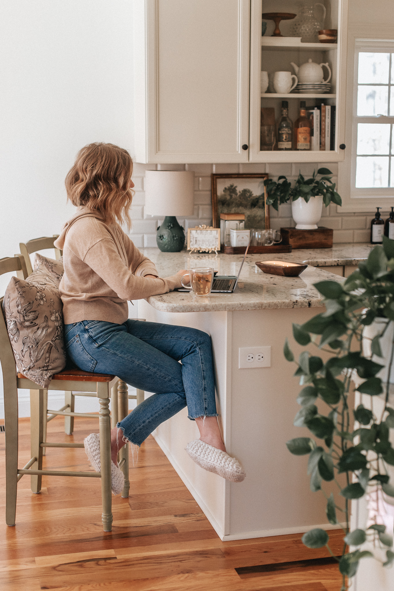 Cozy Neutral Kitchen | Countertop Tea Bar | Louella Reese