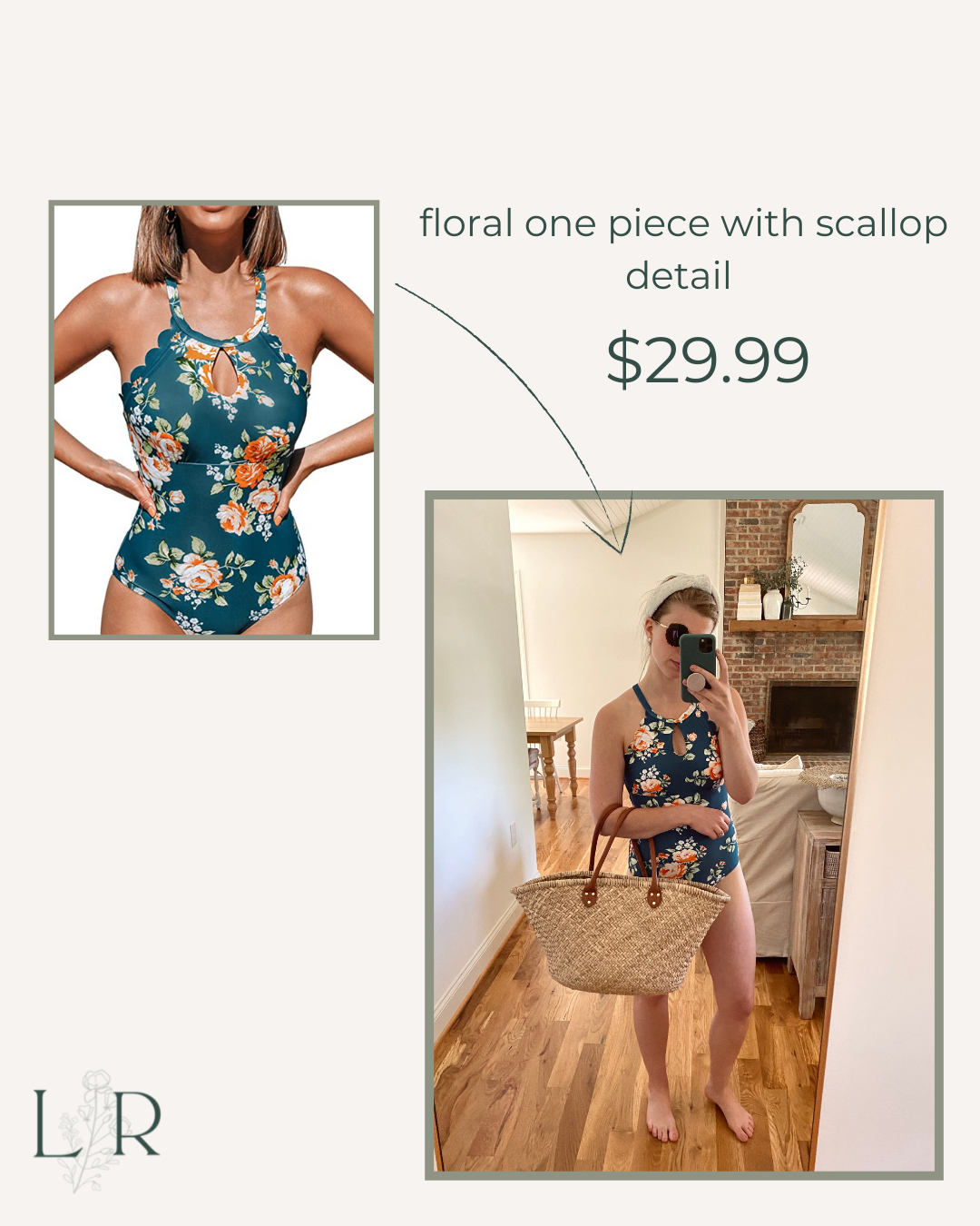 Feminine Floral One Piece Swimsuit | Louella Reese