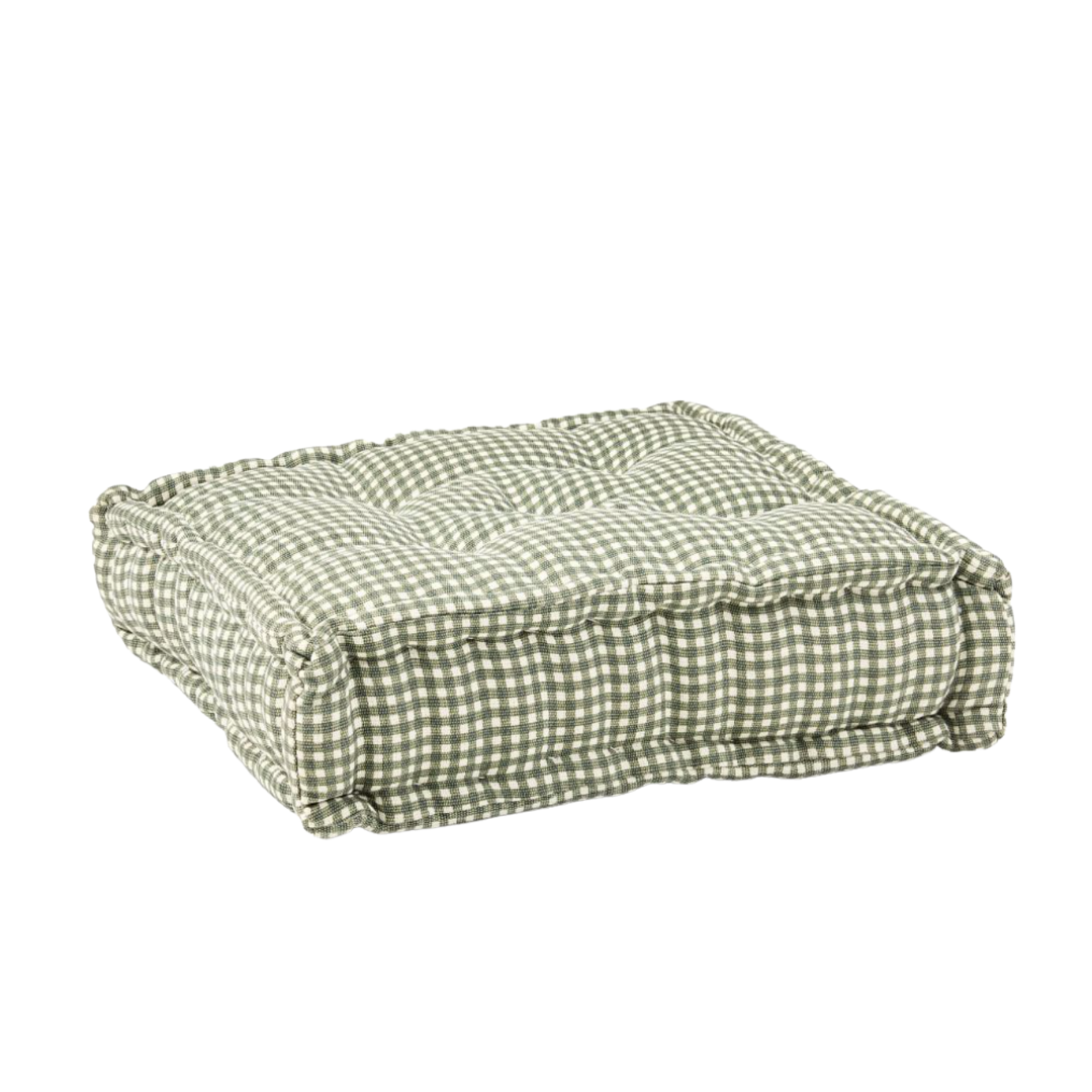 green gingham floor pillow, lifestyle | Louella Reese