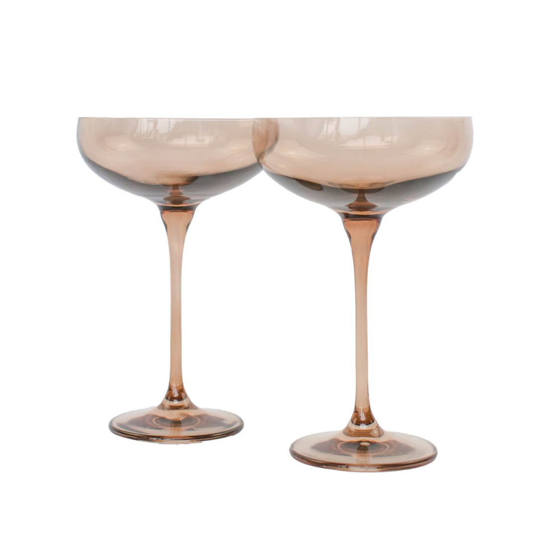estelle colored glass coupe glasses, lifestyle | Louella Reese